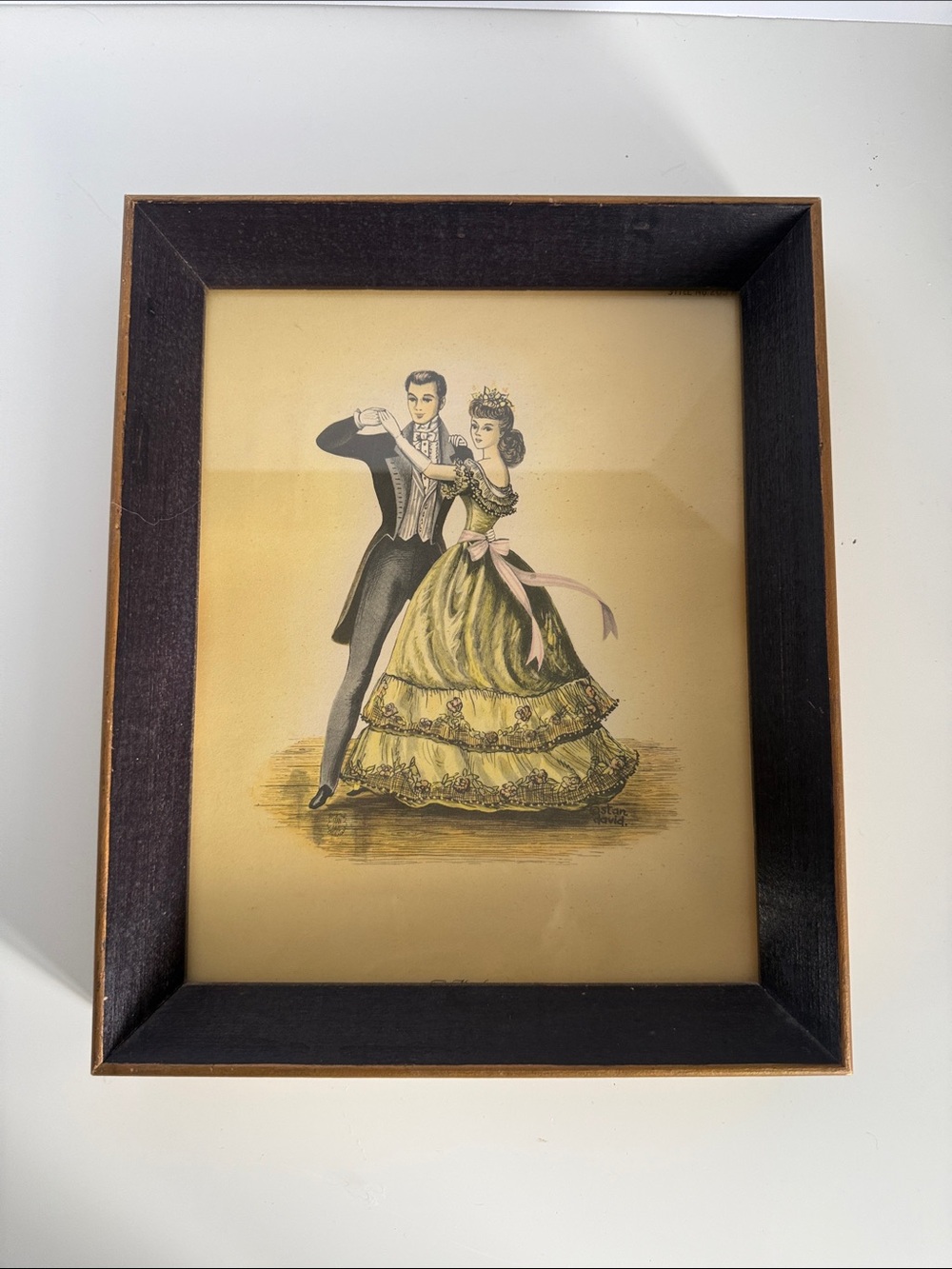 Vintage Framed Victorian Dancing Couple Print 8x10